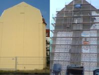 Wärmedämmverbundsystem von zwei Giebeln